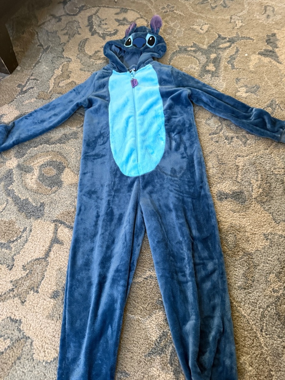 Disney Stitch Plush One-Piece Footie - Dark Blue with Light Blue